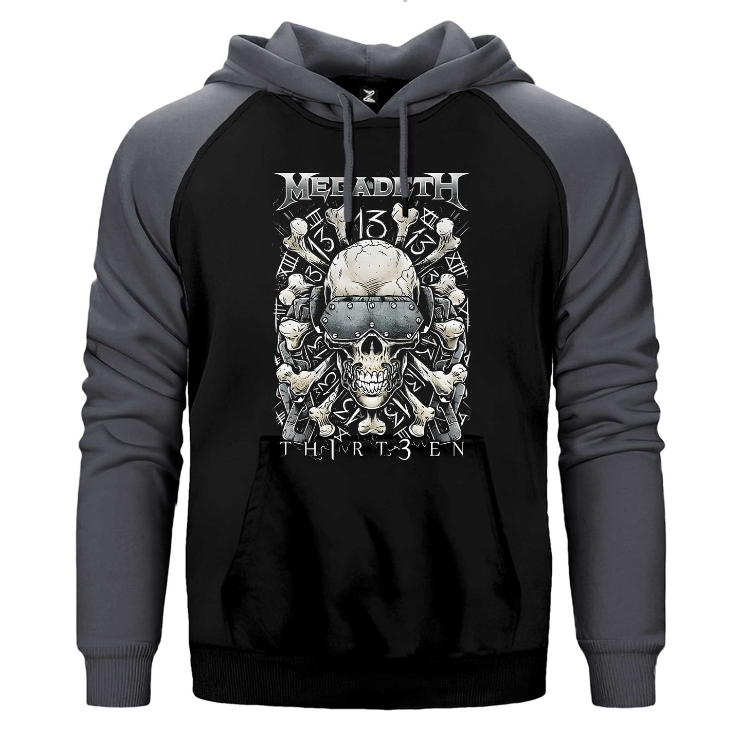 Megadeth Th1rt3en Çift Renk / Parçalı Reglan Kol Sweatshirt