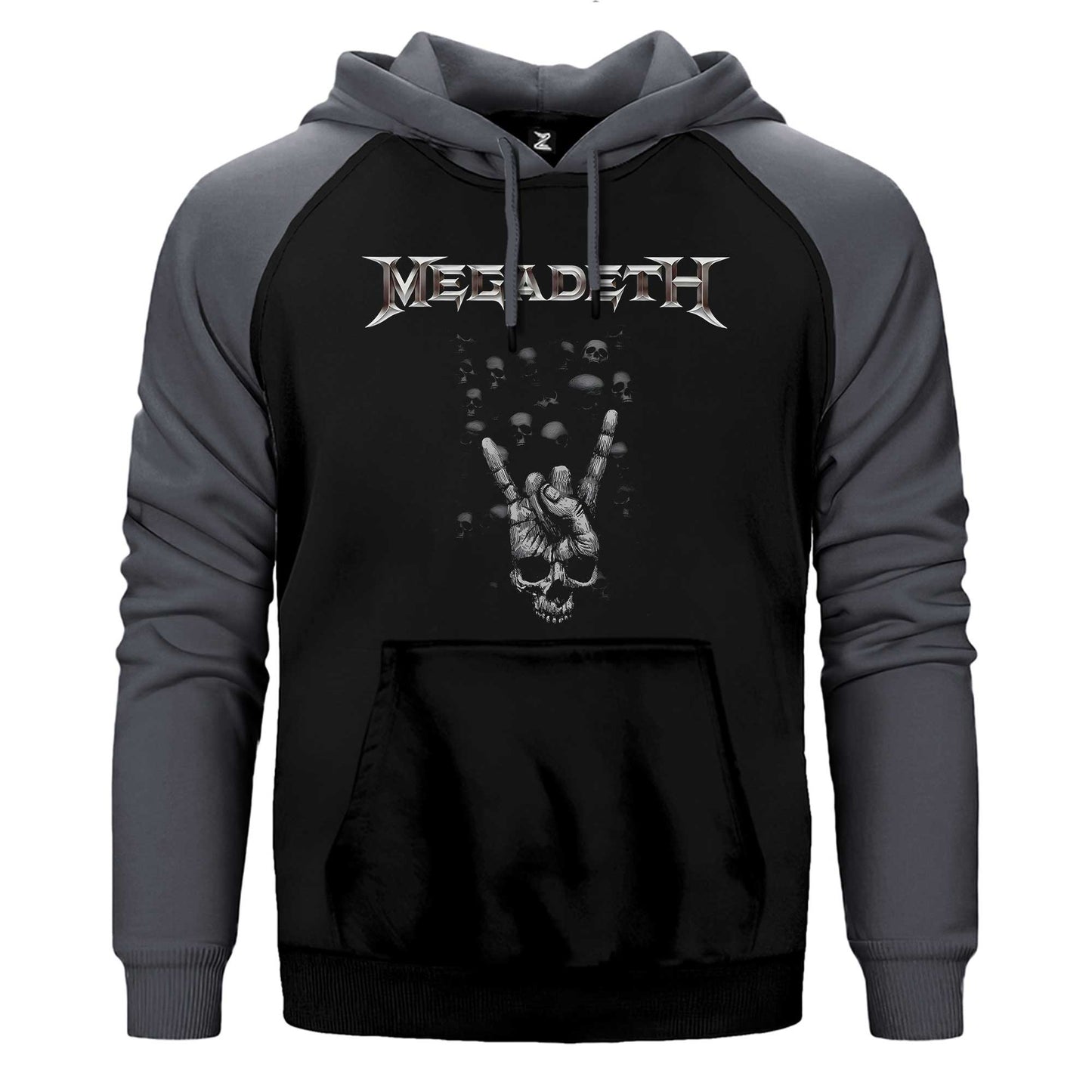 Megadeth Rock Sign Çift Renk / Parçalı Reglan Kol Sweatshirt