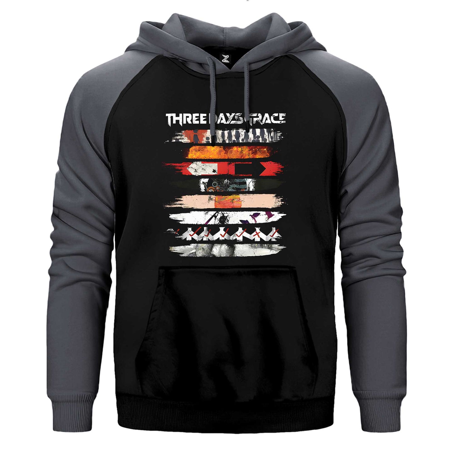 Three Days Grace Album Covers Çift Renk / Parçalı Reglan Kol Sweatshirt