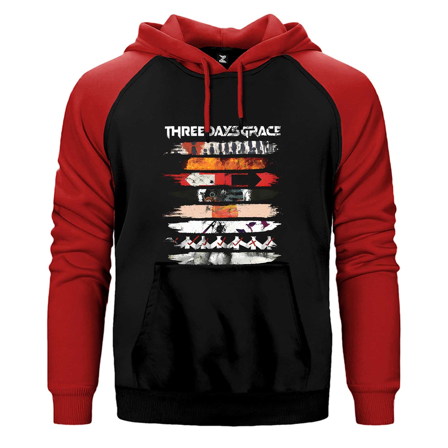 Three Days Grace Album Covers Çift Renk / Parçalı Reglan Kol Sweatshirt