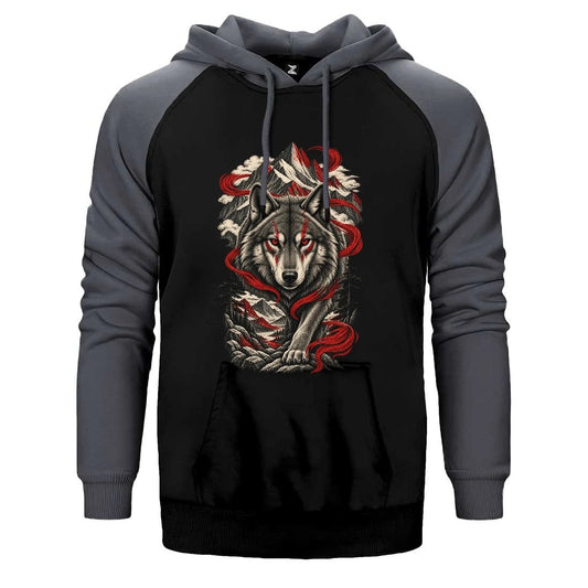 Dağların Hakimi Bozkurt Çift Renk Reglan Kol Sweatshirt / Hoodie