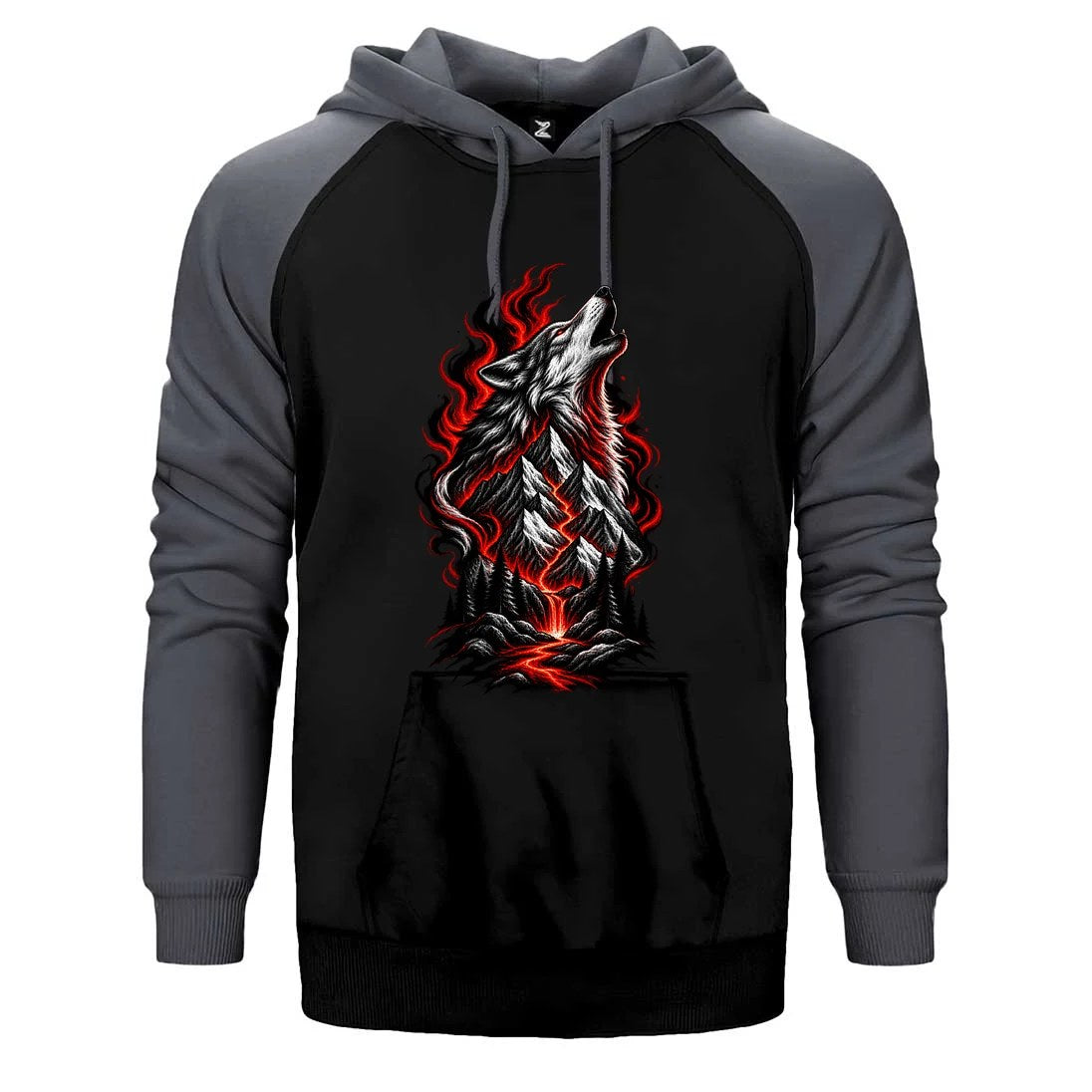 Ateş Dağları Bozkurdu Çift Renk Reglan Kol Sweatshirt / Hoodie