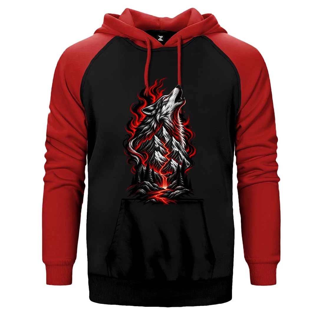 Ateş Dağları Bozkurdu Çift Renk Reglan Kol Sweatshirt / Hoodie