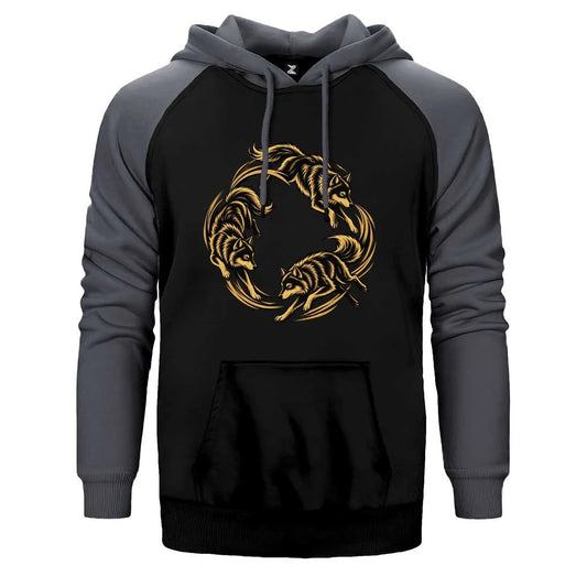 Bozkurt Sürüsü Çift Renk Reglan Kol Sweatshirt / Hoodie