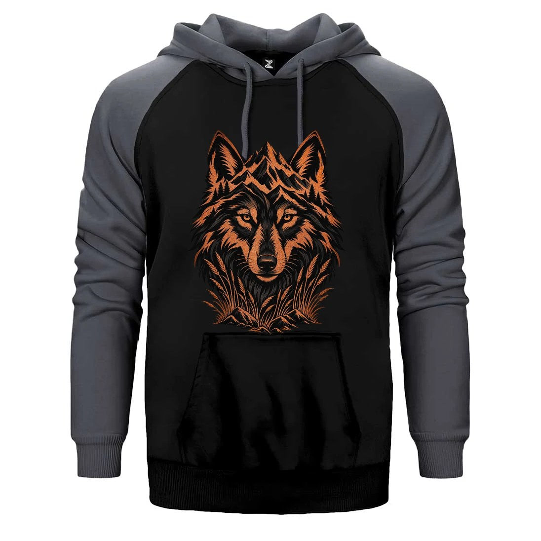 Bakır Dağ Bozkurdu Çift Renk Reglan Kol Sweatshirt / Hoodie