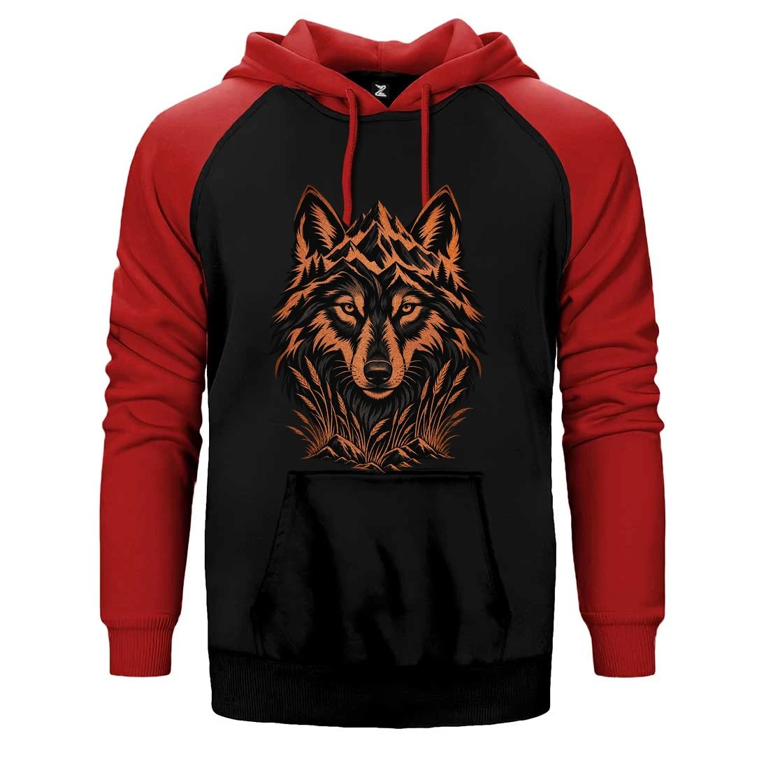 Bakır Dağ Bozkurdu Çift Renk Reglan Kol Sweatshirt / Hoodie