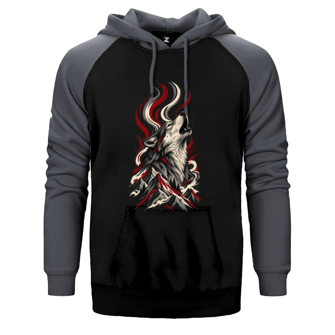 Dağlara Uluyan Bozkurt Çift Renk Reglan Kol Sweatshirt / Hoodie