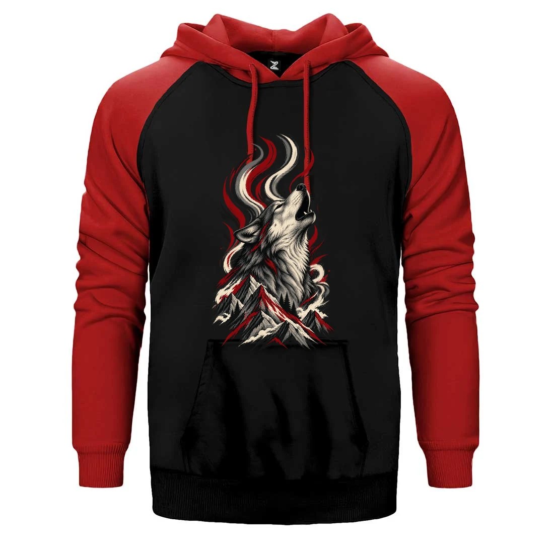 Dağlara Uluyan Bozkurt Çift Renk Reglan Kol Sweatshirt / Hoodie