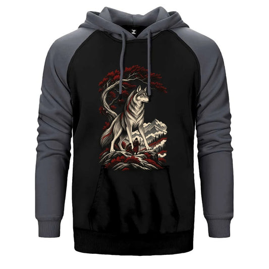 Koruyucu Bozkurt Çift Renk Reglan Kol Sweatshirt / Hoodie