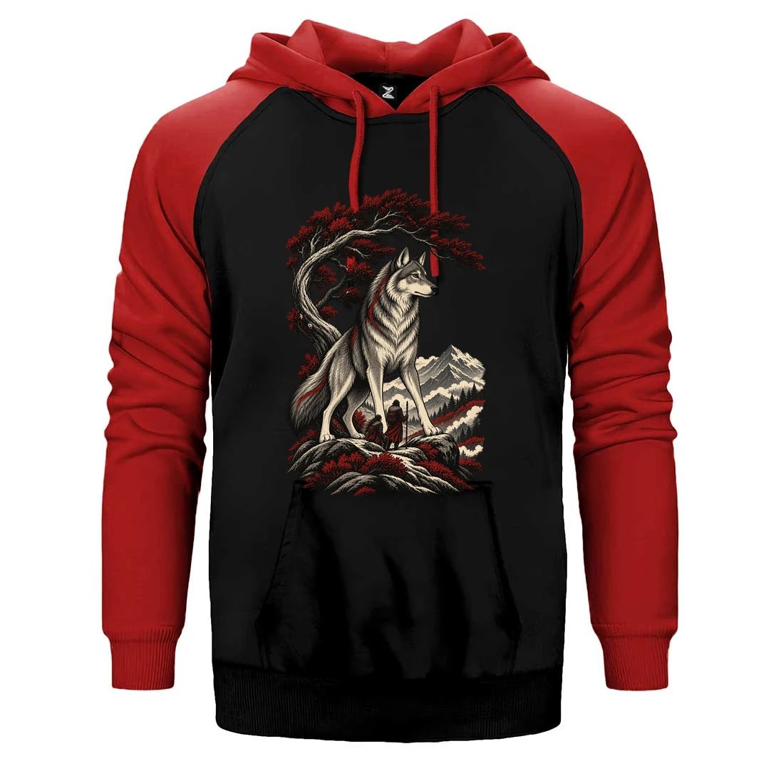 Koruyucu Bozkurt Çift Renk Reglan Kol Sweatshirt / Hoodie
