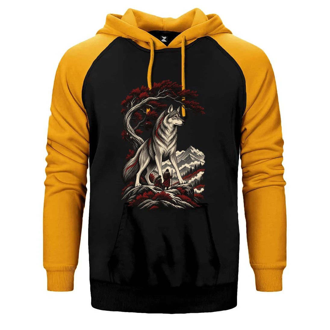 Koruyucu Bozkurt Çift Renk Reglan Kol Sweatshirt / Hoodie