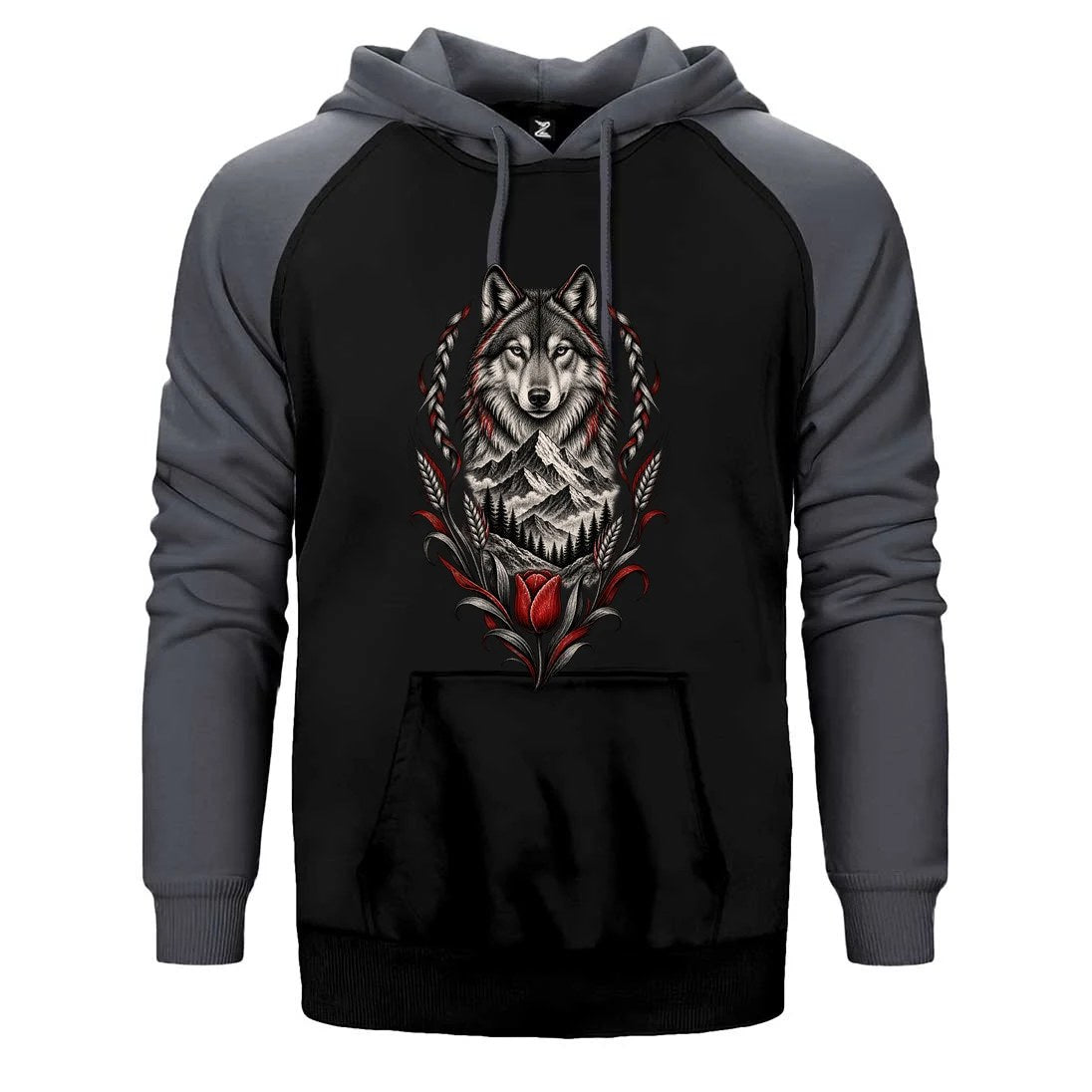 Bozkurt Lale ve Zirve Çift Renk Reglan Kol Sweatshirt / Hoodie