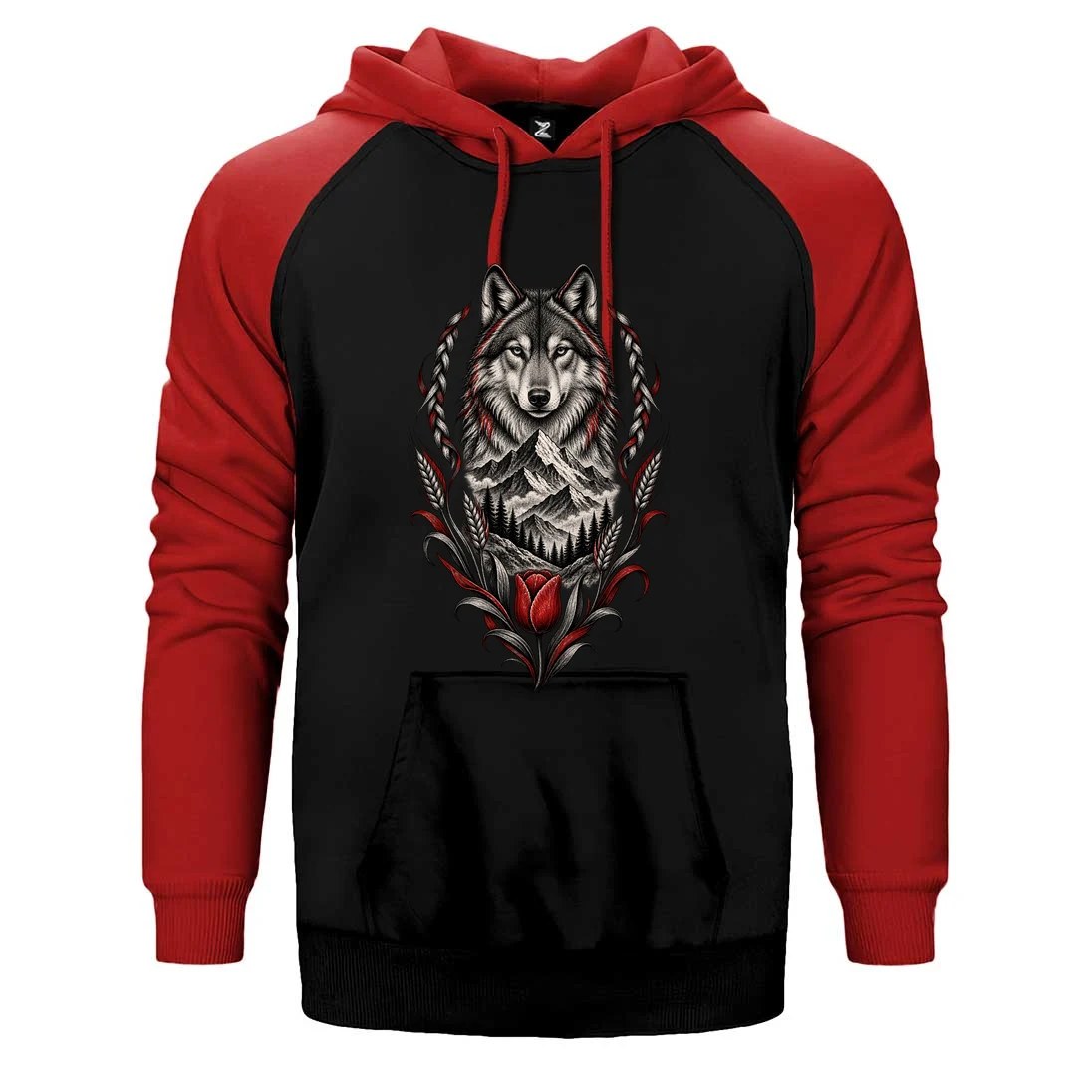 Bozkurt Lale ve Zirve Çift Renk Reglan Kol Sweatshirt / Hoodie