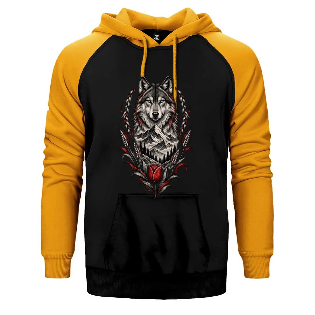 Bozkurt Lale ve Zirve Çift Renk Reglan Kol Sweatshirt / Hoodie