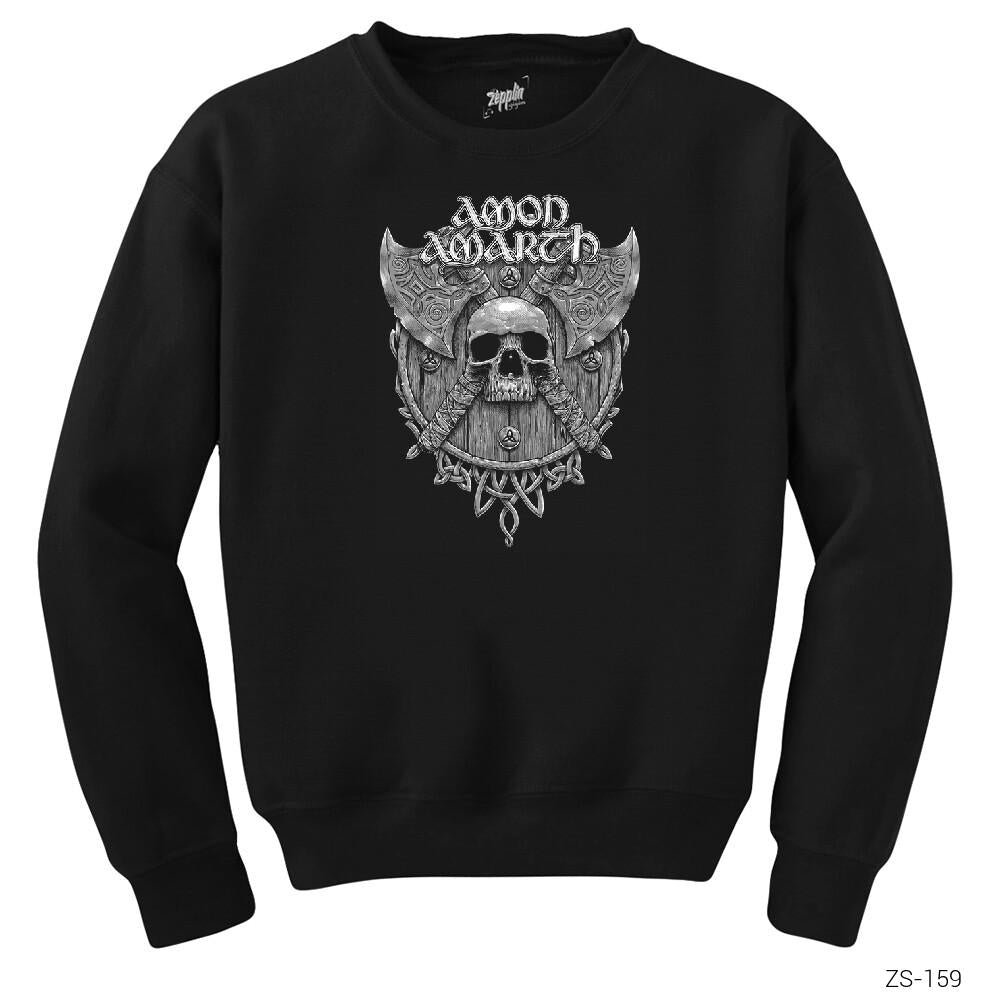 Amon Amarth Skull Axes Siyah Sweatshirt