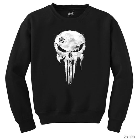 Punisher Damaged Siyah Sweatshirt