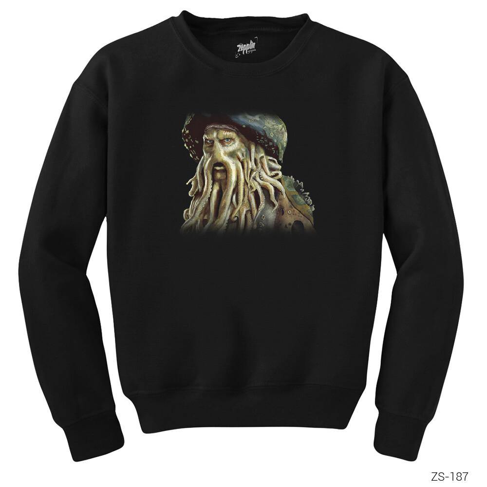 Pirates of Caribbean Davy Jones Siyah Sweatshirt