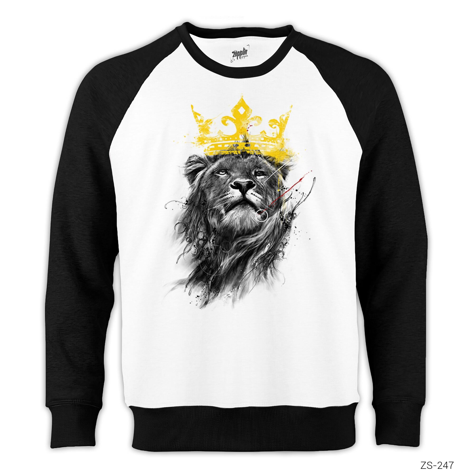 Aslan Kral Reglan Kol Beyaz Sweatshirt