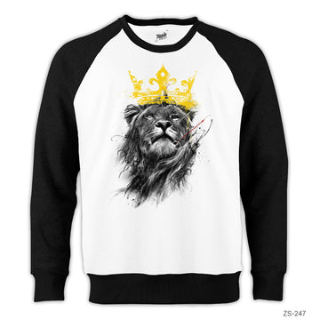 Aslan Kral Reglan Kol Beyaz Sweatshirt