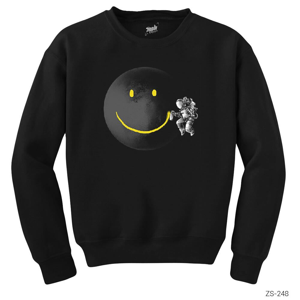 Aydaki Yüz Siyah Sweatshirt