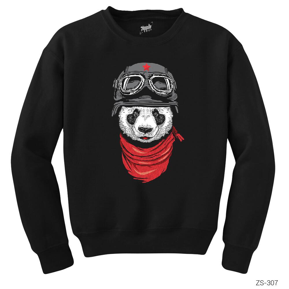 Panda Pilot Siyah Sweatshirt