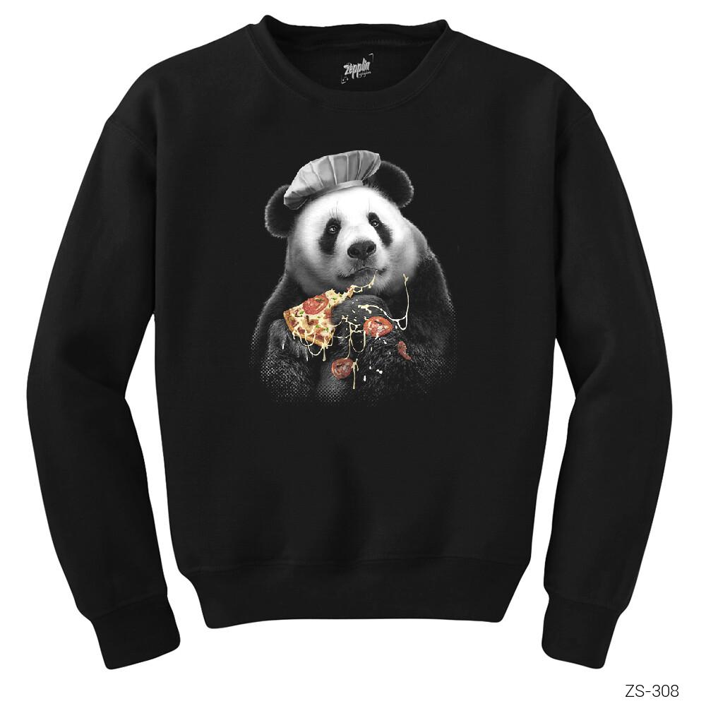 Panda Pizza Siyah Sweatshirt