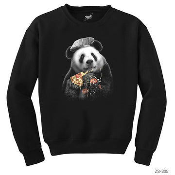 Panda Pizza Siyah Sweatshirt