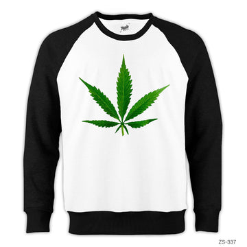 Marijuana Reglan Kol Beyaz Sweatshirt