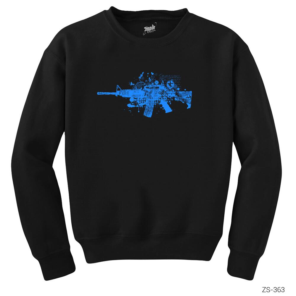 Blue Machine Gun Siyah Sweatshirt