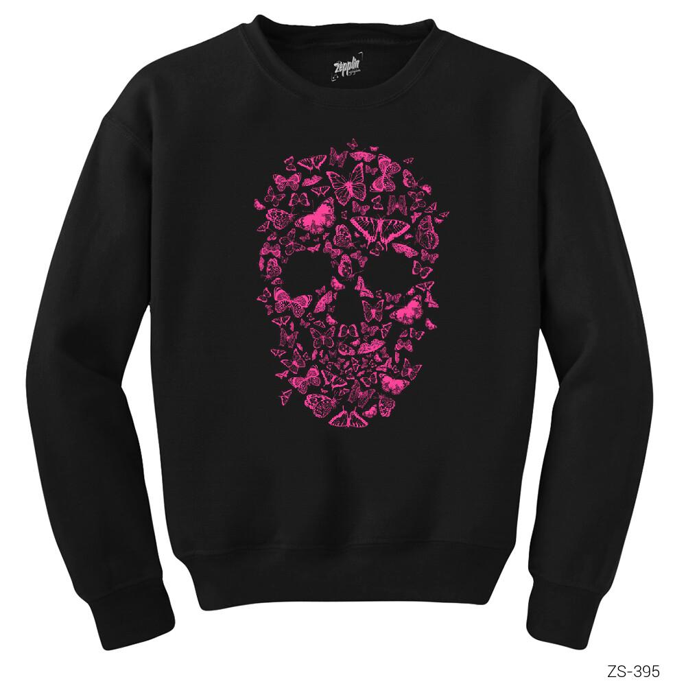 Skull Butterfly Siyah Sweatshirt