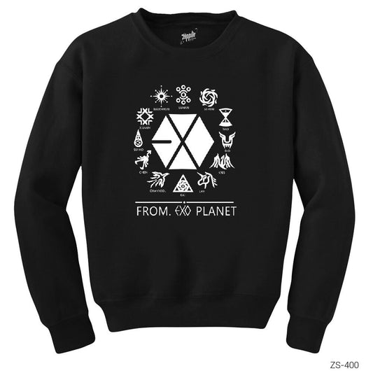 From Exo Planet Siyah Sweatshirt