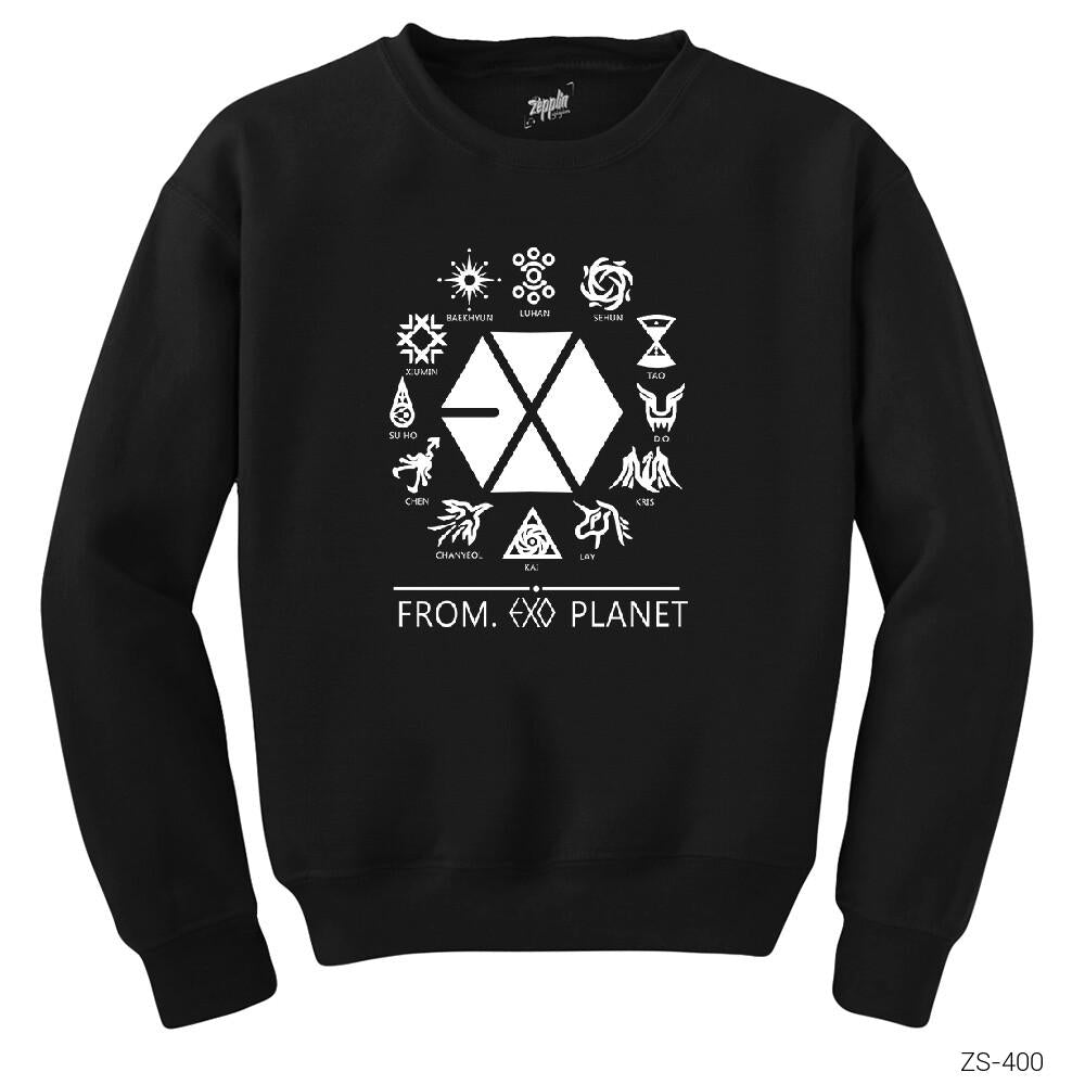 From Exo Planet Siyah Sweatshirt