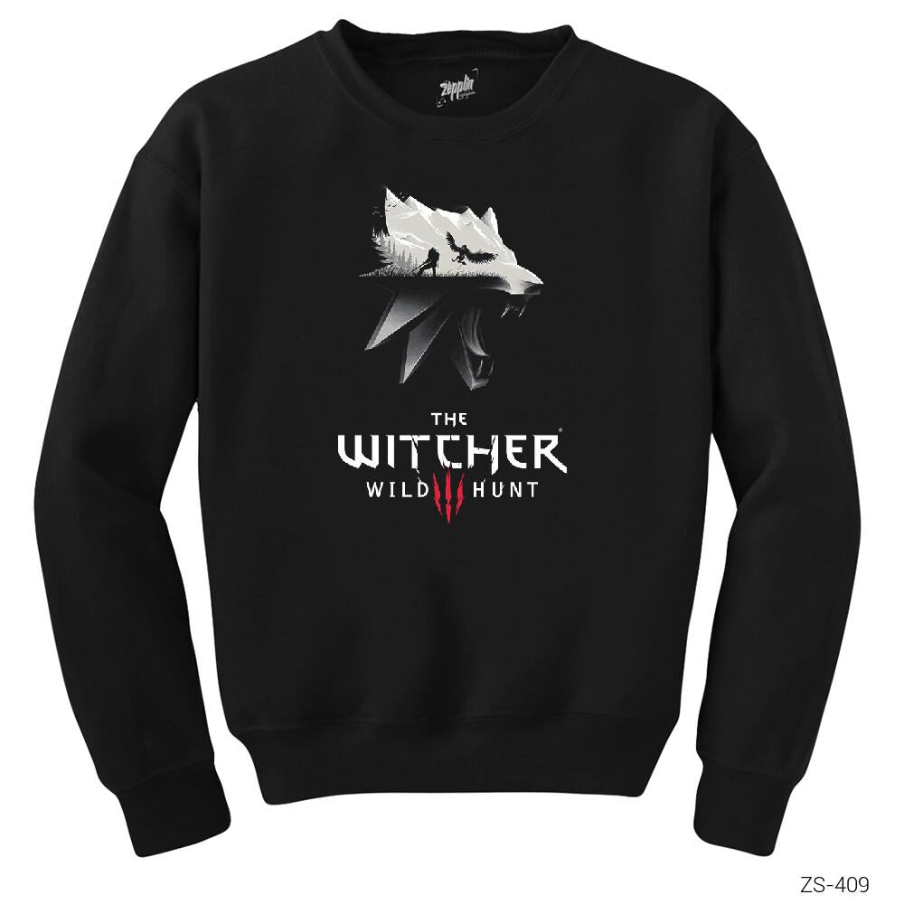 The Witcher 3 Wolf Silhouette Siyah Sweatshirt