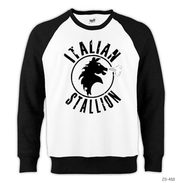 İndirimli Rocky Balboa Italian Stallion Reglan Kol Beyaz Sweatshirt 