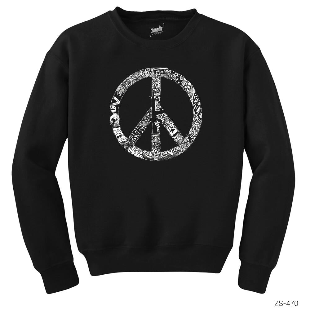 Music Love Peace Siyah Sweatshirt