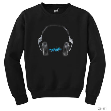 Music is Life Siyah Sweatshirt