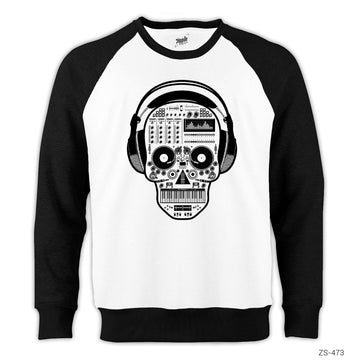 DJ Skull Reglan Kol Beyaz Sweatshirt