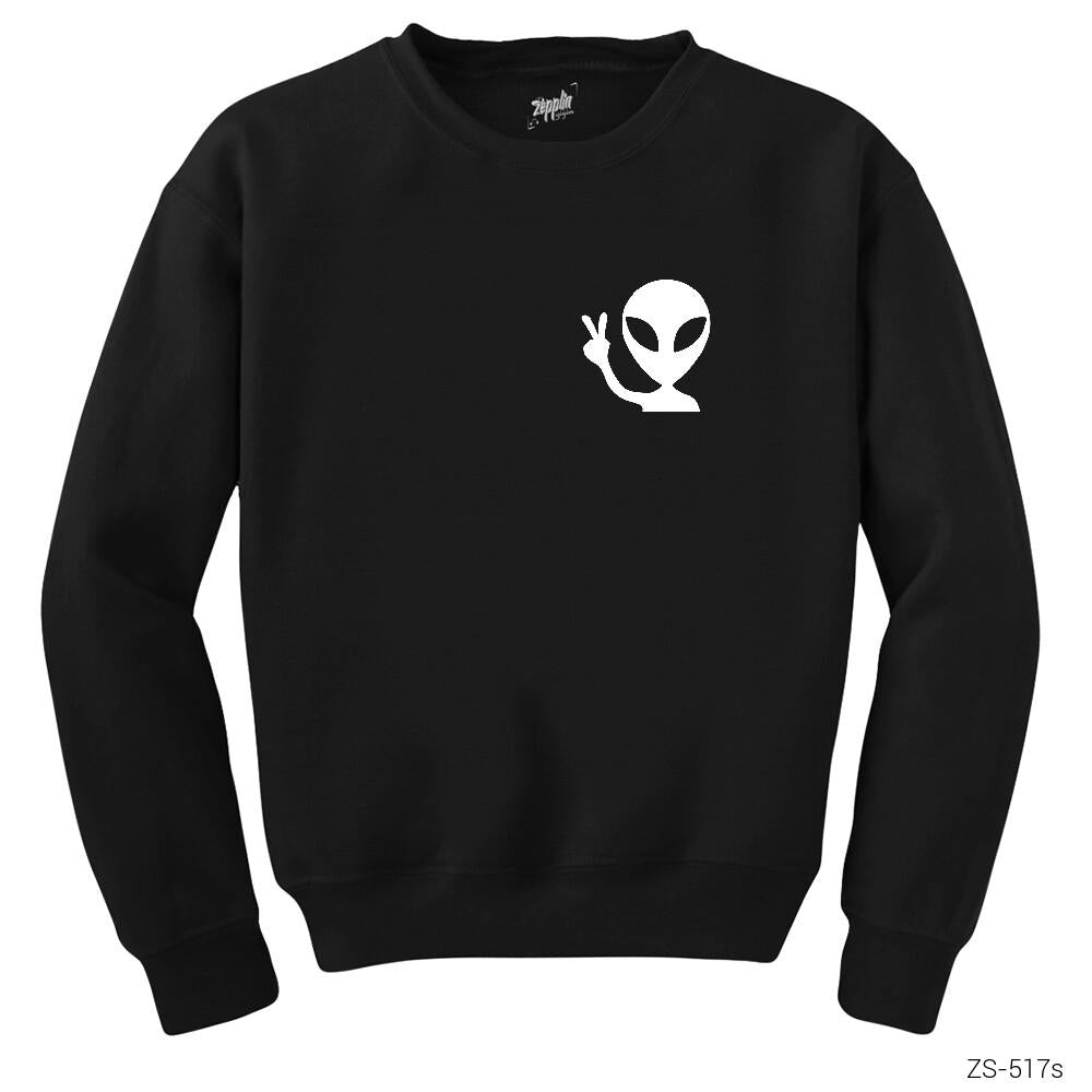 Alien Funny Siyah Sweatshirt