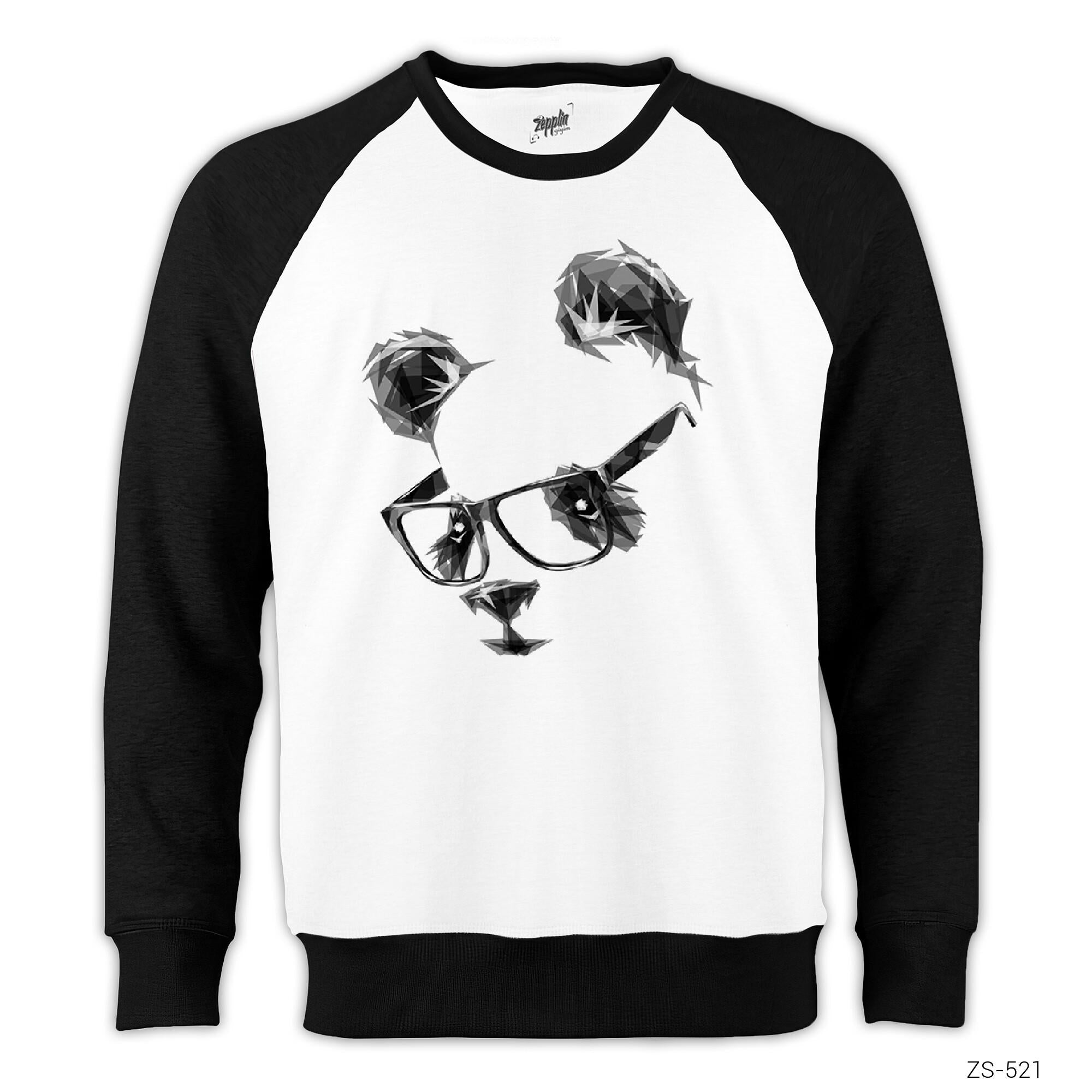 Panda Glasses Reglan Kol Beyaz Sweatshirt