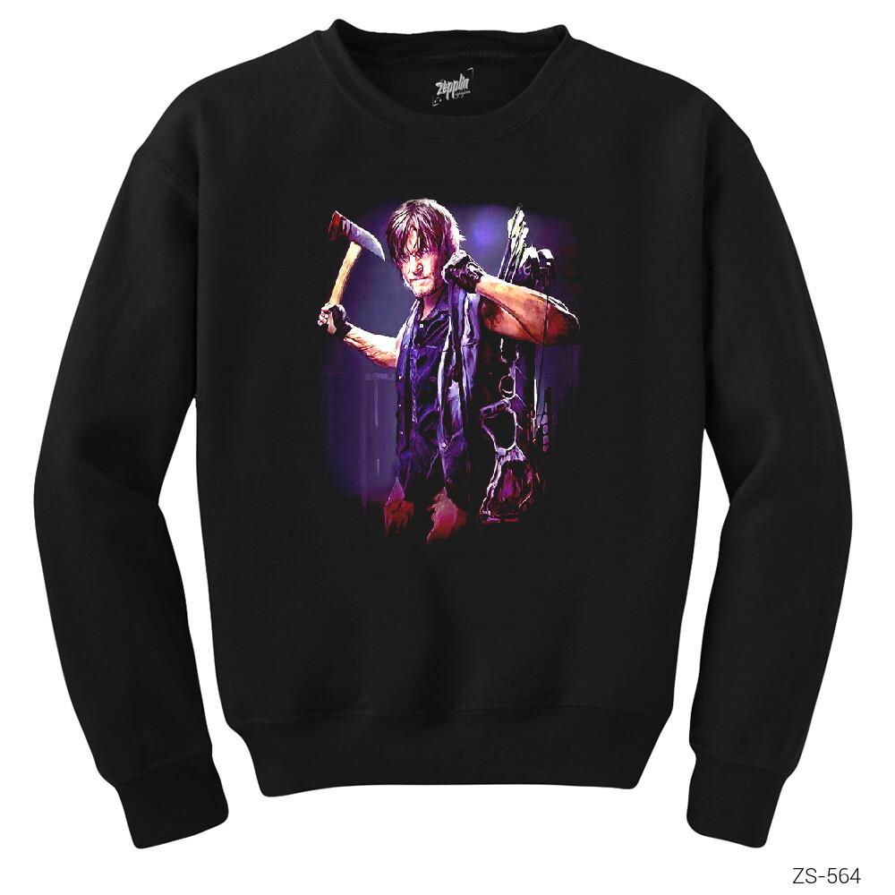 The Walking Dead Daryl with Axe Siyah Sweatshirt