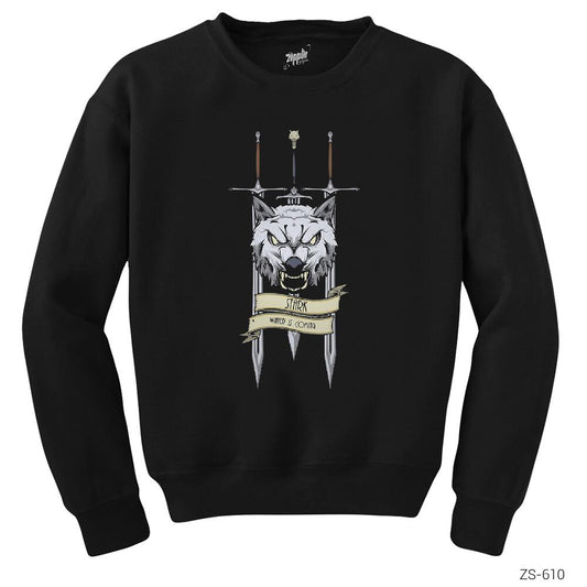 Game of Thrones Wolf and Sword Siyah Sweatshirt