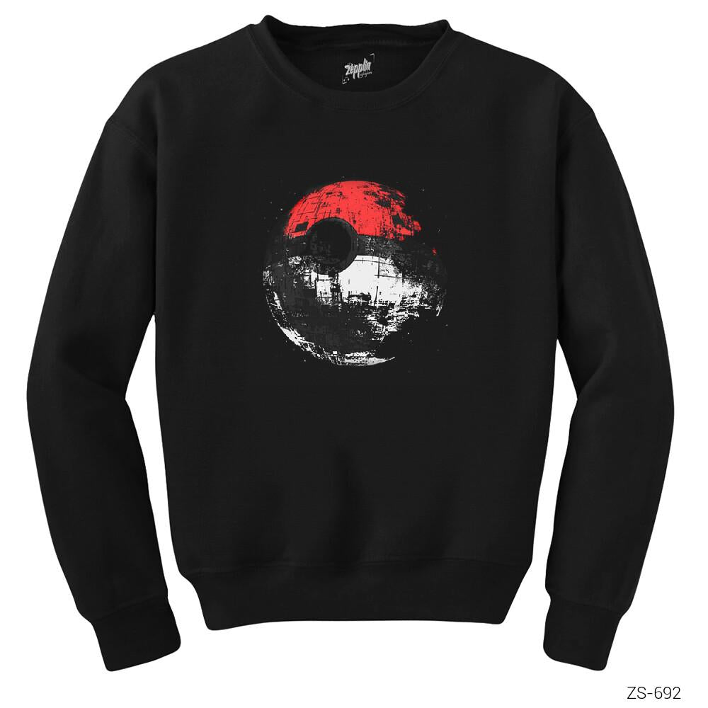 Pokemon Ball Space Ship Siyah Sweatshirt