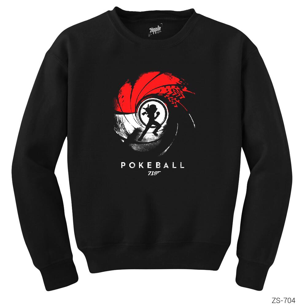 Pokemon Pokeball 007 Siyah Sweatshirt