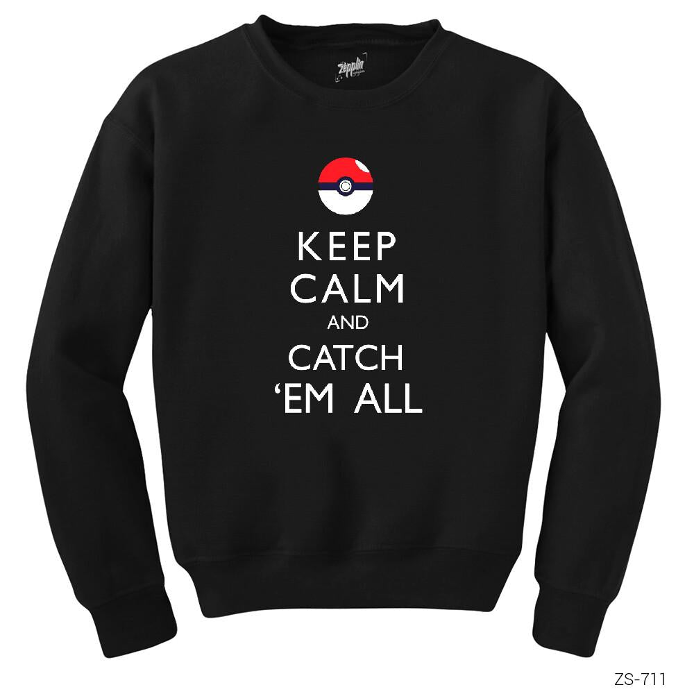 Pokemon Keep Calm Siyah Sweatshirt