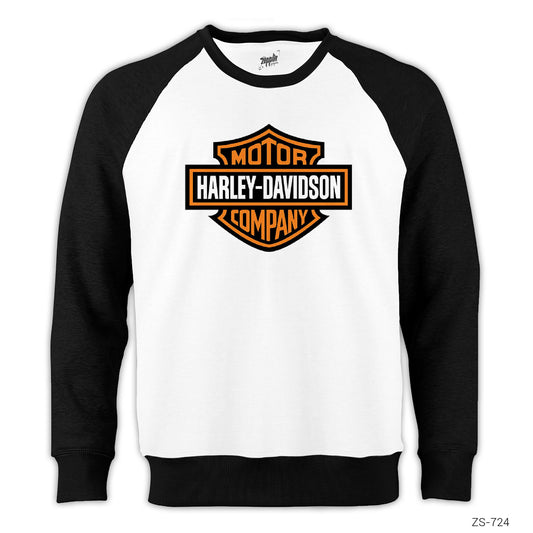 Harley Logo Reglan Kol Beyaz Sweatshirt