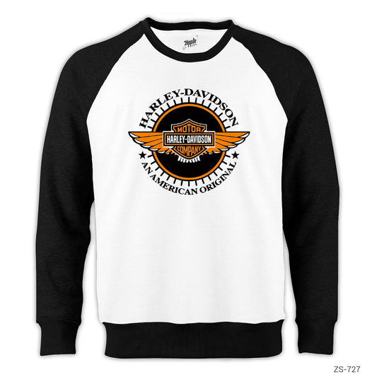 Harley Badge Reglan Kol Beyaz Sweatshirt