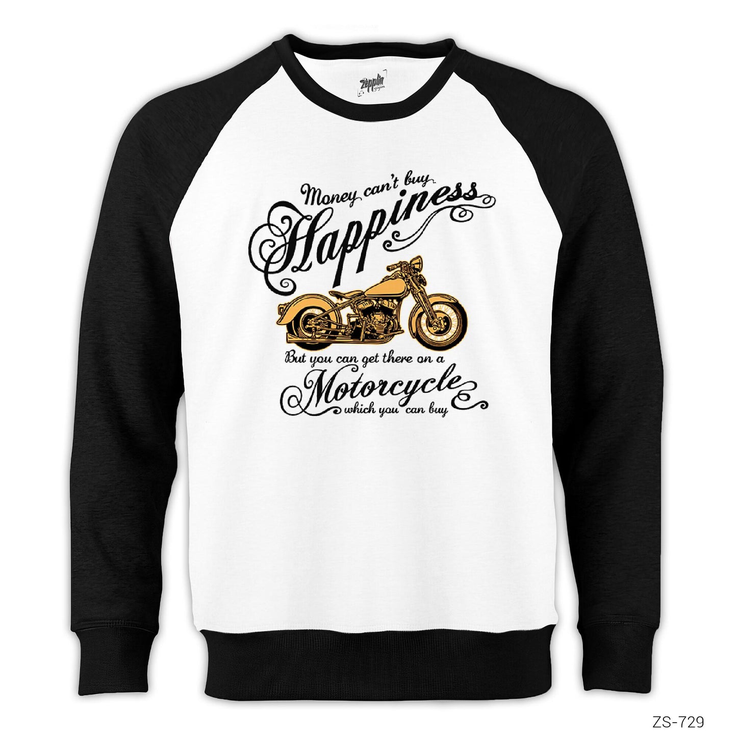 Happines Motorcycle Reglan Kol Beyaz Sweatshirt