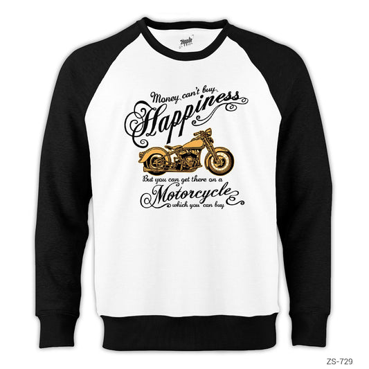 Happines Motorcycle Reglan Kol Beyaz Sweatshirt