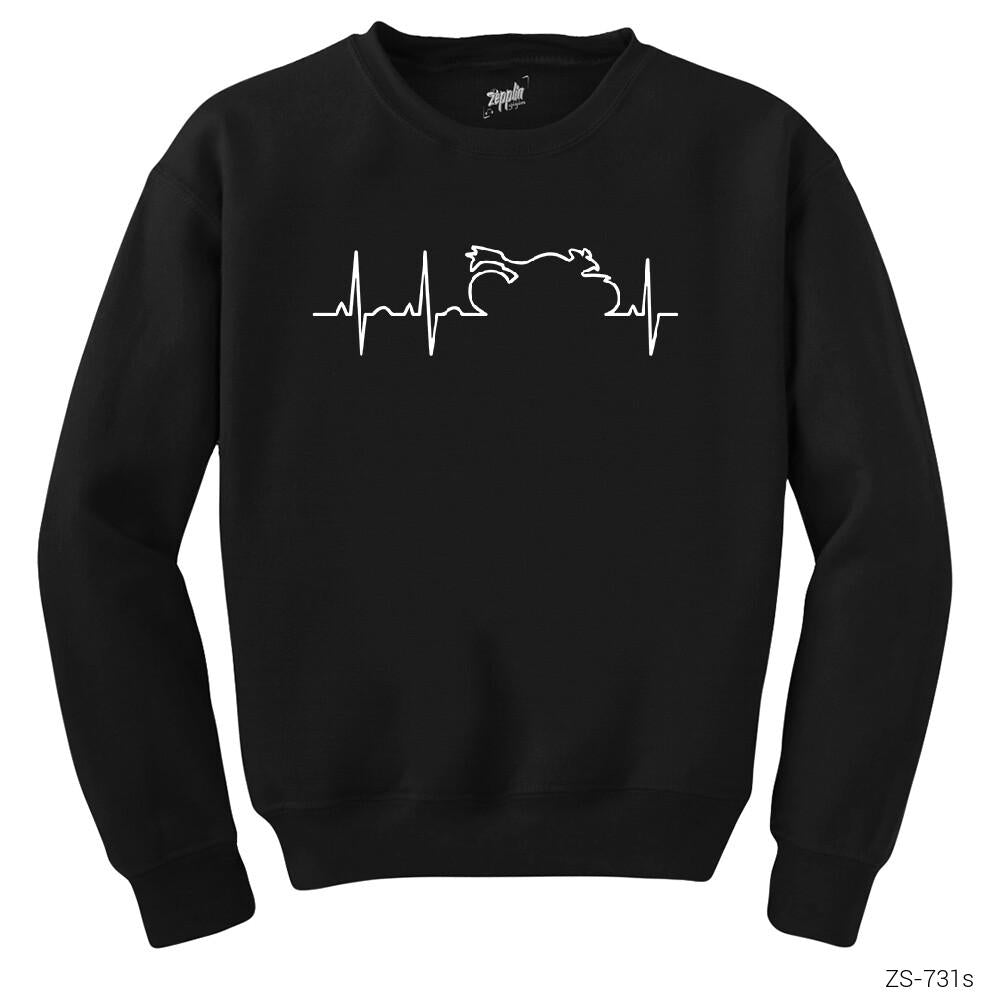 Motorcycle Heartbeat Line Siyah Sweatshirt