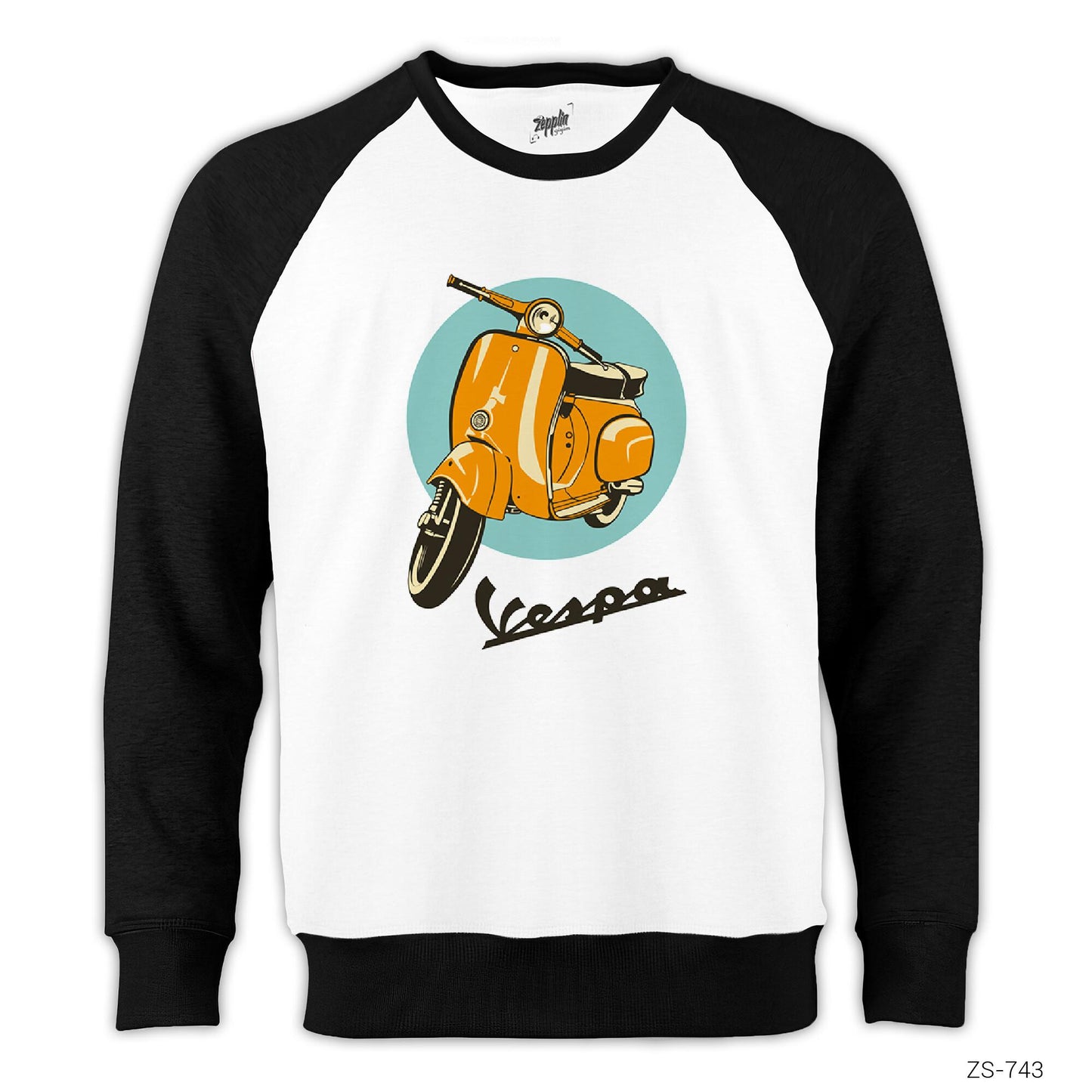 Vespa Circle Reglan Kol Beyaz Sweatshirt